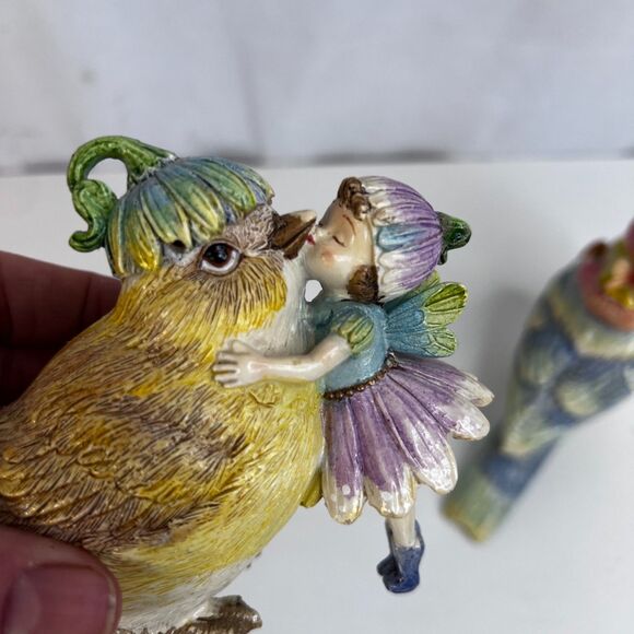 Fairy Bird Figurines Set of 2-Fairy Garden-Resin Whimsical Knick Knack Decor - Picture 5 of 10